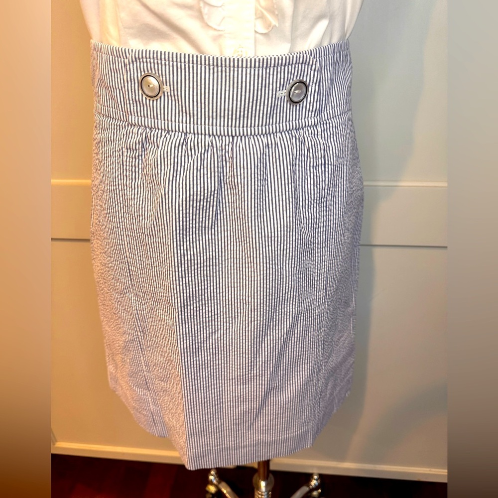 Brooks Brothers Blue and White Ribbed Pencil Skirt